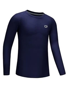 Boys Youth Compression Shirt Long Sleeve Football Baseball Medium Navy - Picture 1 of 7