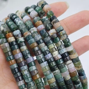 Cuentas espaciadoras de disco Heishi de ágata india natural de 3x6 mm para hacer joyas hágalo usted mismo 15 pulgadas - Imagen 1 de 6