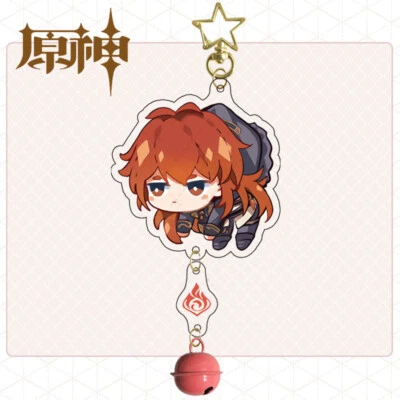 Genshin Impact Diluc Klee Xiao Keqing Cell Arcylic Keychain Key Ring Race Straps - Image 1 of 4
