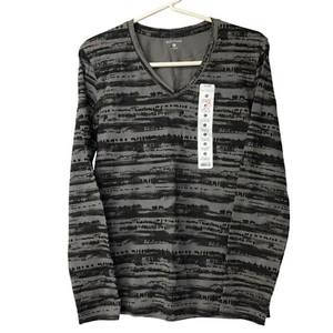 Great Northwest Gray & Black Striped Long Sleeve V-Neck Shirt Sm NWT - Picture 1 of 4