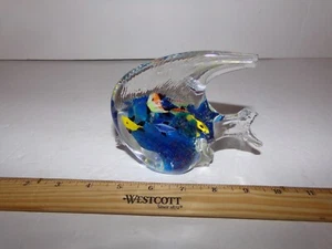 HANDBLOWN GLASS FISH WITH FISH INSIDE, DOES HAVE BROKEN ENDS - Picture 1 of 2