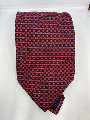 "Eslabón de cadena rojo geométrico 100 % seda Italia 4"" W Barneys New York para hombre" Foto 1 de 4