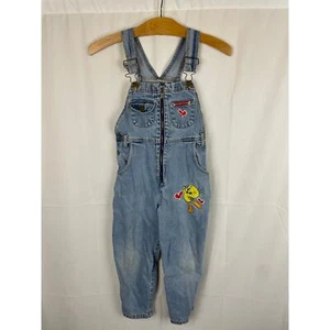 Looney Tunes Youth Vintage 1997 90s Blue Denim Bib Overalls Tweety Bird Size 6 - Picture 1 of 11