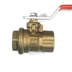 Red White FIG. 5044F Inline 1/4" Brass Ball Valve 150 WSP 600 WOG FNPT x FNPT - Picture 1 of 6