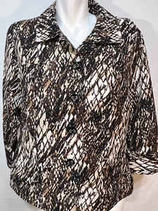 Blazer Petite XL East 5th para mujer de mezcla de lino marrón blanco con botones - Imagen 1 de 7
