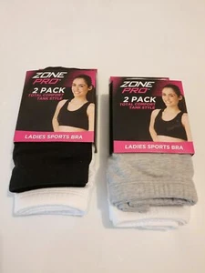 LOT 4 BRAS Zone Pro 2 pack ladies total comfort tank style sports bra size M - Picture 1 of 3