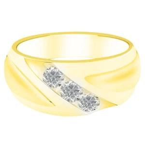 0.15Ct Round Shape D/VVS1 Men's Engagement Ring In 14KT Yellow Gold - Picture 1 of 4