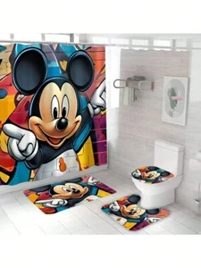Mickey Disney Shower Curtain Set, Mickey Cartoon Toilet Seat Cover Set - Picture 1 of 1