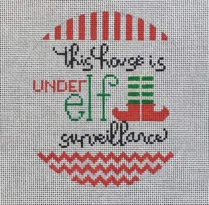 Needlepoint Handpainted Christmas Suzie Vallerie Elf Surveillance 5" - Picture 1 of 1