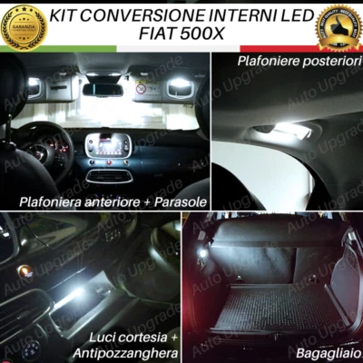 KIT FULL LED INTERNI PER FIAT 500X COMPLETO CANBUS + LUCI ANTIPOZZANGHERA 6000K - Immagine 1 di 4
