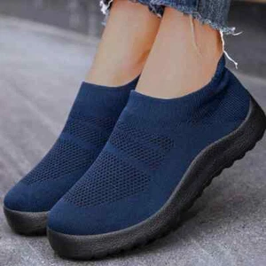 New Fashion Women Casual Shoes Slip On Sock Shoes Solid Sneakers Shoes Footwear - Picture 1 of 28