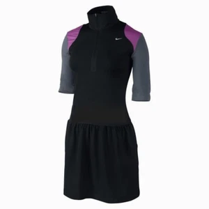 NIKE GOLF Novelty Knit Half Zip Sleeve Black Grey Dress w/ Shorts NEW Womens L - Picture 1 of 10