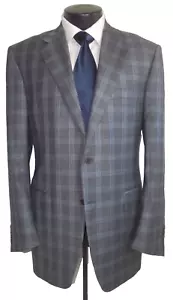 Canali Gray Plaid 2Button Side Vents Wool Jacket Coat 42R - Picture 1 of 9