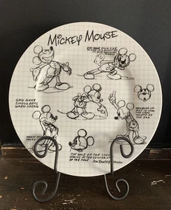 Disney Sketch Book Mickey Mouse Black White Dinner Plate 10.5” New - Picture 1 of 3