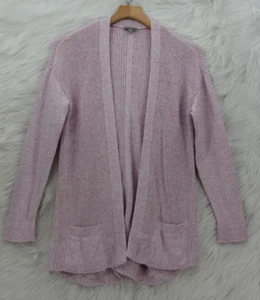 T by Talbots Open Cardigan Womens Petite Medium Pink MP Pockets Long Sleeve #965 - Picture 1 of 14