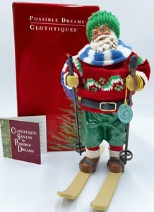 Vintage Weihnachtsmann Skifahren mögliche Träume Weihnachtsschmuck Clothtique 7,5 Zoll - Bild 1 von 14