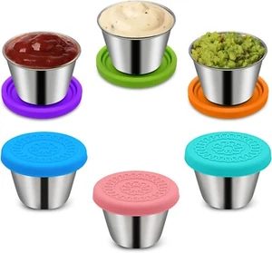 Small Condiment Containers with Lids Salad Dressing Container Stainless Steel - Picture 1 of 36