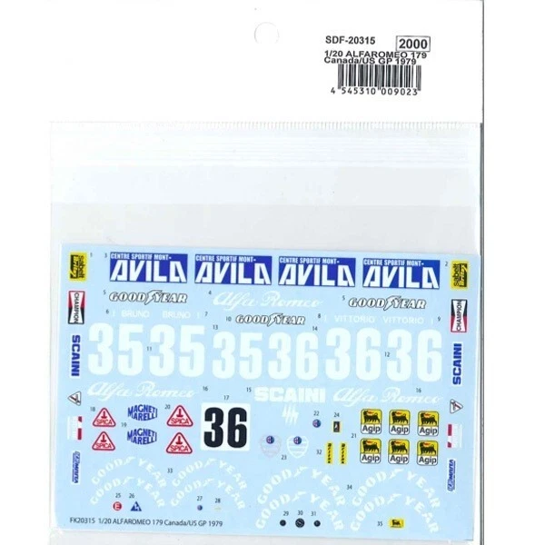 Studio27 1/20 Alfa Romeo 179 Canada/US GP 1979 Spare decal SDF20315 - Image 1 of 1