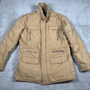 Guess Jacket Men’s Beige Brown Zip Nylon Lining Pockets Size Large - Picture 1 of 12
