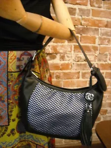 Sharif Black Vegan Leather Lattice Woven Hobo Handbag Purse NEW - Picture 1 of 6