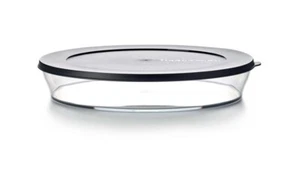 Tupperware Large Clear Platter with Black Seal - Clear Bowl Serving Dish 2L New - Picture 1 of 4