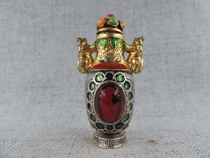 Chinese Hand-made Inlay Nice Cloisonne Snuff Bottle - Picture 1 of 8