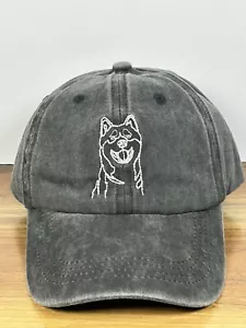 Baseballkappe Mütze Husky Head weiß Stickerei Hund Mama Papa verstellbar Einheitsgröße grau - Bild 1 von 9