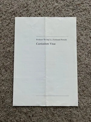 Vintage Ferdinand Porsche,, b/w folder, Currieulum Nitae. - Image 1 of 3