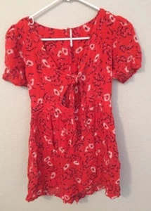 Free People Romper Summer Floral Dress Fashion Women’s Junior Designer Red Women - Picture 1 of 9