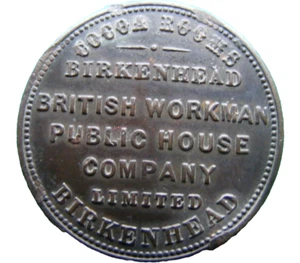 E159x Birkenhead British Workmen's Public House Co. Medaille 28mm PORTOFREI - Bild 1 von 2