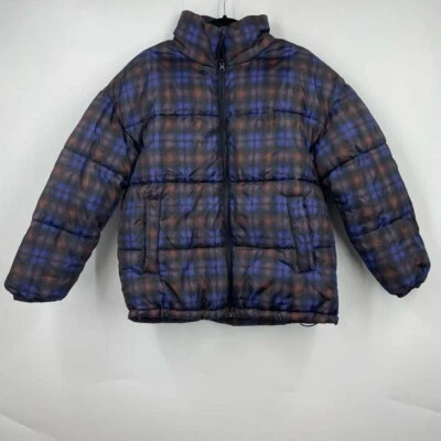 Nordstrom BP Mujer Cuadros Gran Tamaño Puffer en Púrpura Earl Ombre Talla M Nuevo con Etiquetas Foto 1 de 4