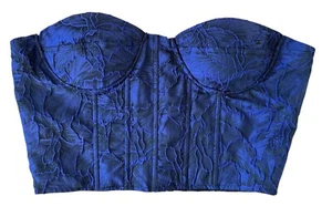 AQUA Junior's Strapless Crop Bustier Corset Top Size M Purple Navy - Picture 1 of 5