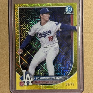 2025 Bowman Box - Yoshinobu Yamamoto #18 Mojo Yellow /75 Chrome Refractor #03 - Bild 1 von 2
