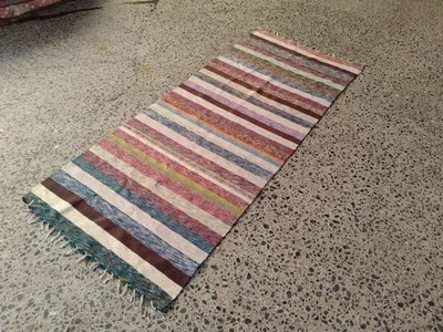 Tapete de pano turco vintage corredor 2,9x7,2 pés | Kilim listrado - Imagem 1 de 4