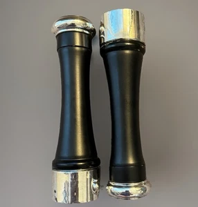 Vtg SALT & PEPPER Shakers Grinder MCM Black Wood & STERLING SILVER Made In Italy - Picture 1 of 13