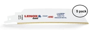 Lenox 21226B6114GR Gold Power Arc 6" L x 14 TPI Bimetal, Recip. Hoja de sierra 5PKG - Imagen 1 de 1