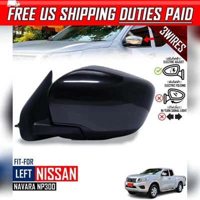 Espejo retrovisor lateral izquierdo negro brillante 3 cables para Nissan Navara NP300 D23 2015-2019 Foto 1 de 4