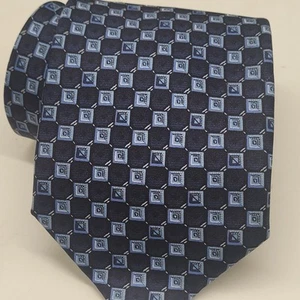 Cravatta cravatta collo seta geometrica a scacchi blu Renato Balestra - Foto 1 di 6