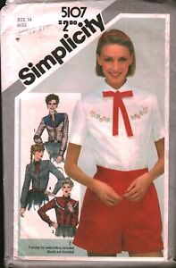 5107 Vintage Simplicity SEWING Pattern Misses Western Shirt Tie Cowgirl OOP 14