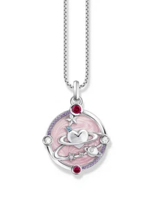 Thomas Sabo PE959-340-9 Silberner Kettenanhänger mit rosafarbener Emaille Damen - Bild 1 von 5