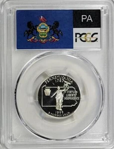 1999-S Silver Washington Quarter - Pennsylvania - PCGS PR70DCAM - Flag Series - Picture 1 of 2