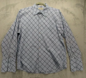 Eighty Eight Button Up Shirt Men's XL Blue with Blue Gray Geometric French Cuffs - Picture 1 of 12