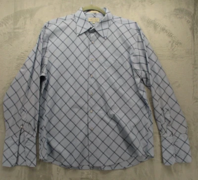 Eighty Eight Button Up Shirt Men's XL Blue with Blue Gray Geometric French Cuffs - Image 1 of 4