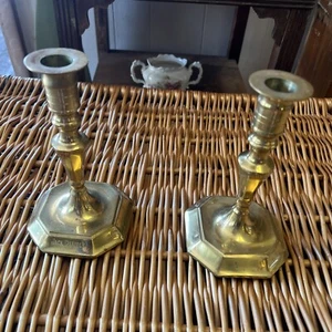 Vintage Jack Daniels Whiskey 8" Brass Candlesticks Pair - Picture 1 of 11