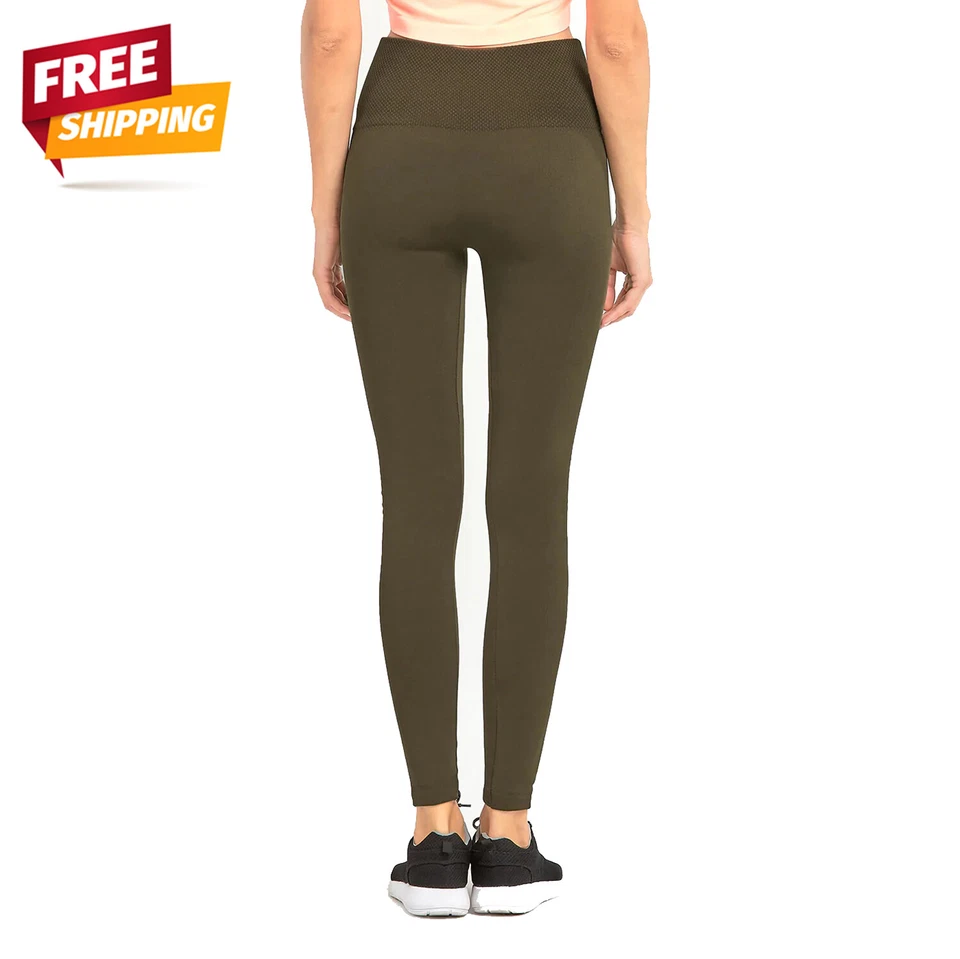 Mujeres Leggings Cálidos Gruesos Suaves Cintura Alta Control Abdomen Vellón Forrado Térmico Foto 1 de 4