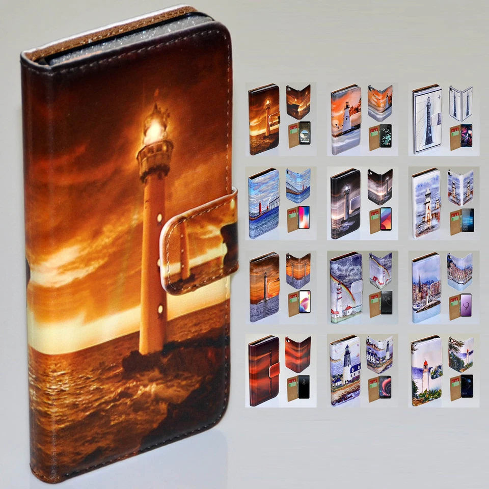 Wallet Case For HTC Series Mobile Phone - Lighthouse Theme Phone Flip Cover - Image 1 of 1