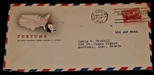Vintage Cover,1947, CHICAGO, IL, AIRMAIL, "Fortune", To Montreal, QB, Canada - Picture 1 of 4