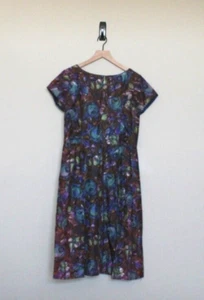 Vintage Dress Day Size 10 Medium Shirt Silky Print Fit Flare 60s 70s Rockabilly - Picture 1 of 5