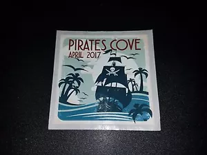 PIRATES COVE APRIL 2017 STICKER DISNEY TREASURES FUNKO PIRATE SHIP PALM TREES - Picture 1 of 1