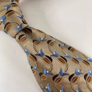 Ermenegildo Zegna Mens Tie Multicolor Beige Floral 100% Silk Classic - Picture 1 of 6